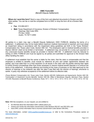 Form DWC025 Benefit Dispute Settlement - Texas, Page 2