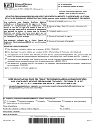 Document preview: Formulario DWC045AS Solicitud Para Una Audiencia Para Disputar Beneficios Medicos O Audiencia En La Oficina Estatal De Audiencias Administrativas (Soah) - Texas (Spanish)