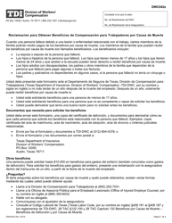 Document preview: Formulario DWC042S Reclamacion Para Obtener Beneficios De Compensacion Para Trabajadores Por Causa De Muerte - Texas (Spanish)