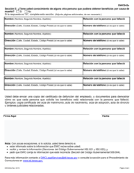 Formulario DWC042S Reclamacion Para Obtener Beneficios De Compensacion Para Trabajadores Por Causa De Muerte - Texas (Spanish), Page 4
