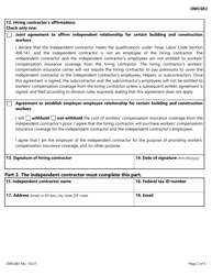 Form DWC083 Agreement for Certain Building and Construction Workers - Texas, Page 2