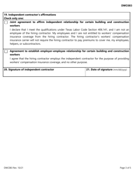 Form DWC083 Agreement for Certain Building and Construction Workers - Texas, Page 3