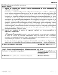 Formulario DWC083S Acuerdo Para Ciertos Trabajadores De Edificacion Y Construccion - Texas (Spanish), Page 2
