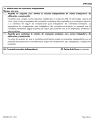 Formulario DWC083S Acuerdo Para Ciertos Trabajadores De Edificacion Y Construccion - Texas (Spanish), Page 3