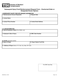 Form DWC095 Subsequent Injury Fund Reimbursement Request Form - Overturned Order or Designated Doctor Opinion - Texas
