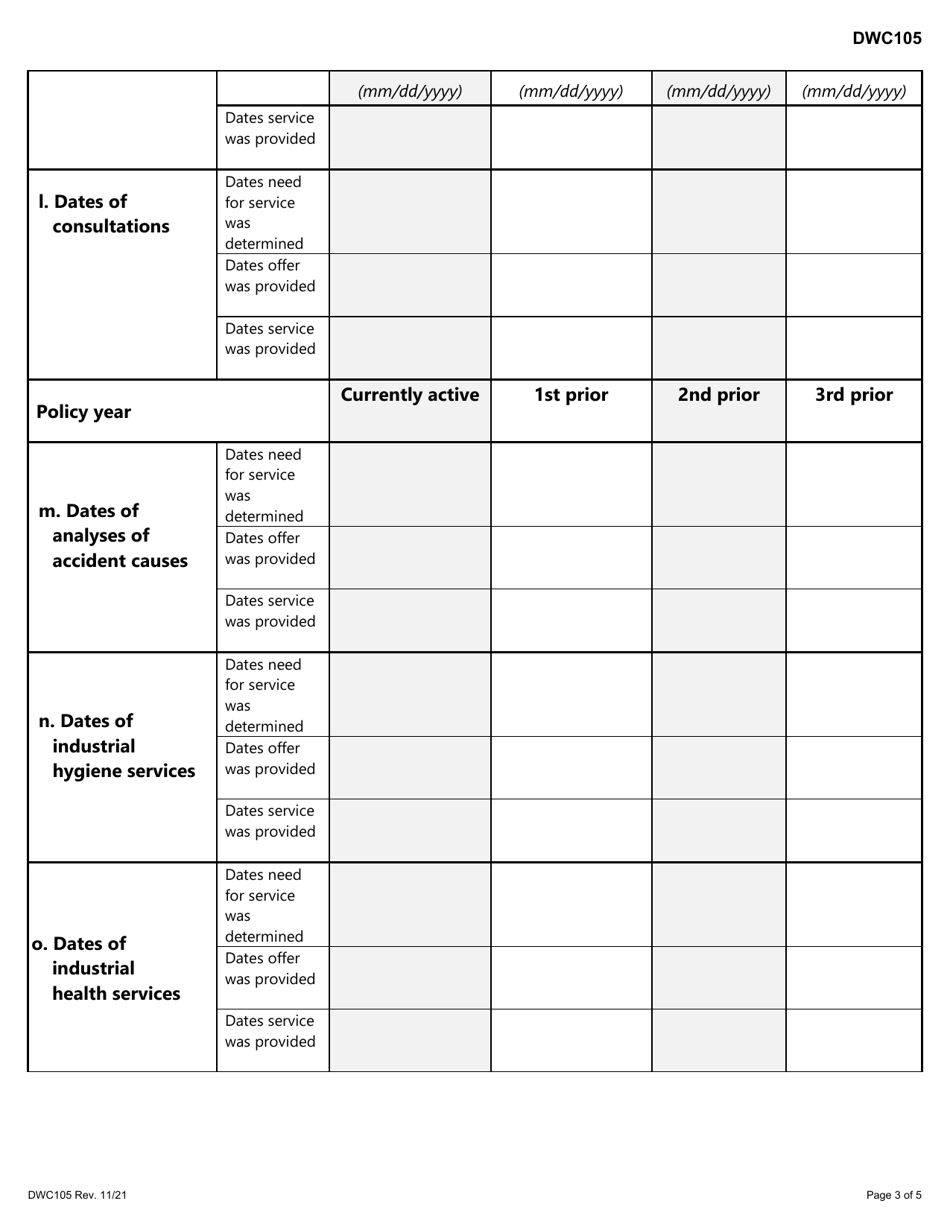 Form DWC105 Accident Prevention Services Worksheet - Texas, Page 3