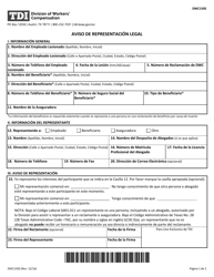 Document preview: Formulario DWC150S Aviso De Representacion Legal - Texas (Spanish)