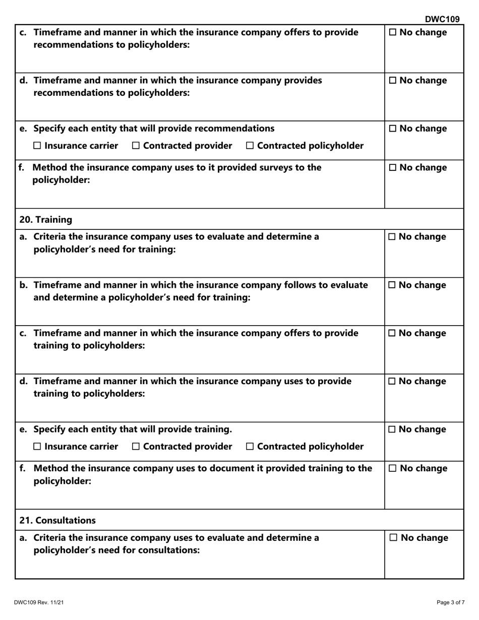 Form DWC109 Accident Prevention Services Annual Report - Texas, Page 3