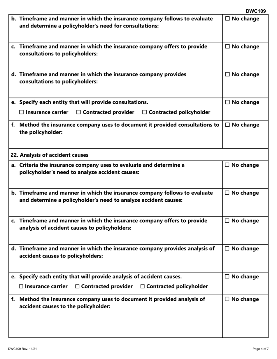Form DWC109 Accident Prevention Services Annual Report - Texas, Page 4