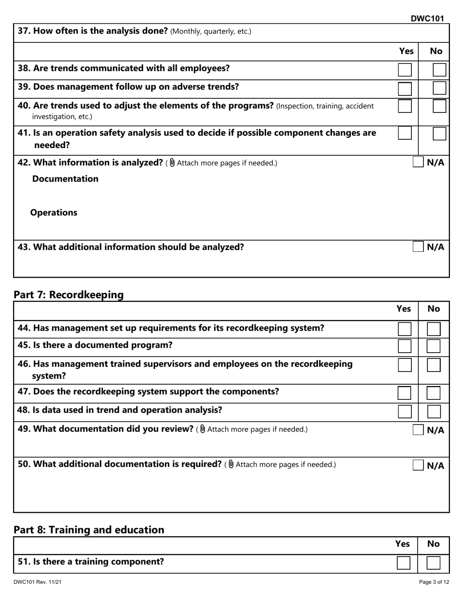 Form DWC101 Program Review Report for Rejected Risk Employers - Texas, Page 3