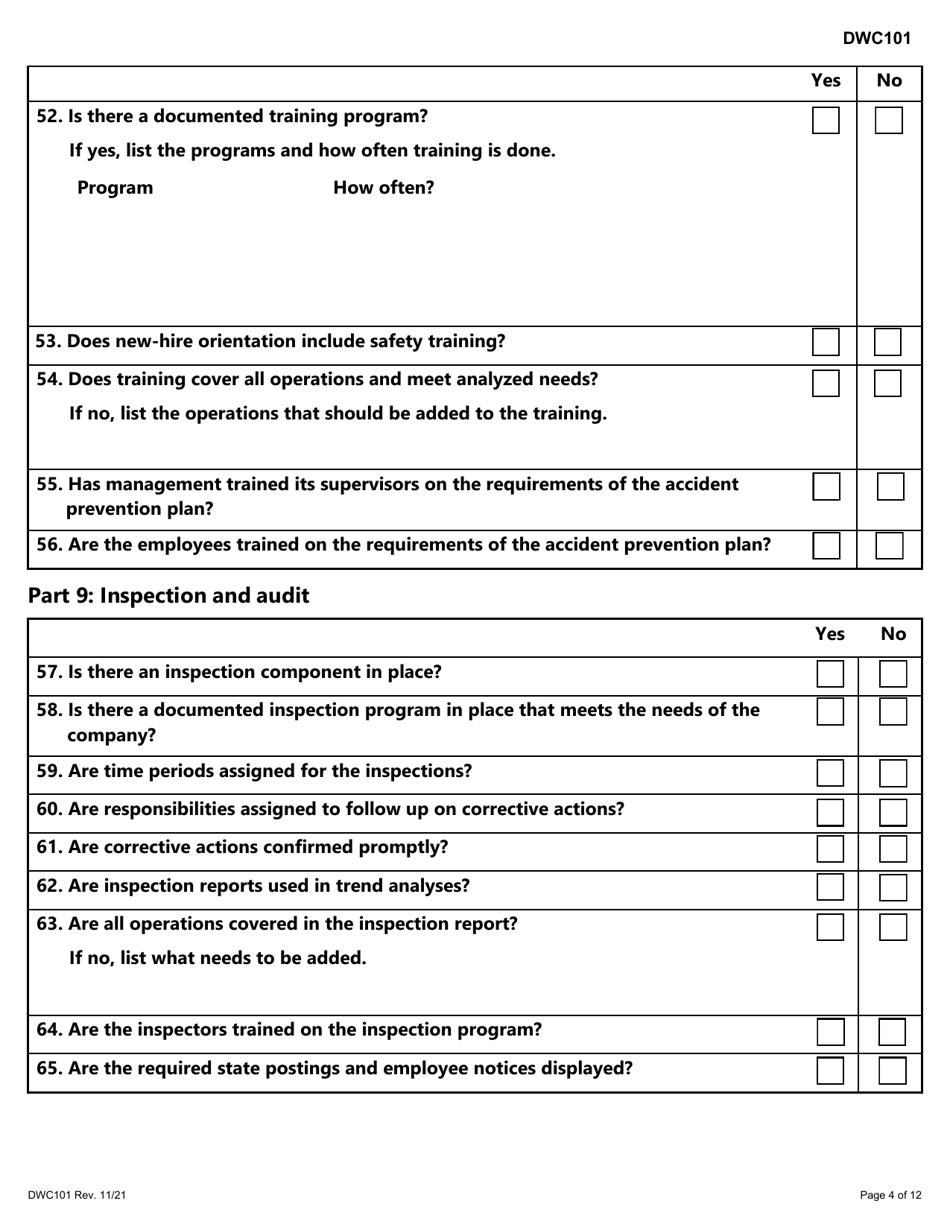 Form DWC101 Program Review Report for Rejected Risk Employers - Texas, Page 4