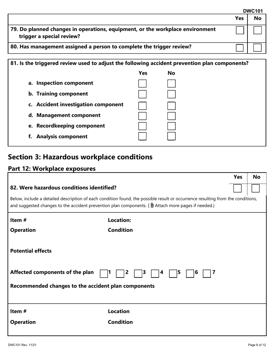 Form DWC101 Program Review Report for Rejected Risk Employers - Texas, Page 6