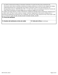 Formulario DWC156S Certificacion Y Autorizacion Para Un Posible Empleo - Texas (Spanish), Page 2