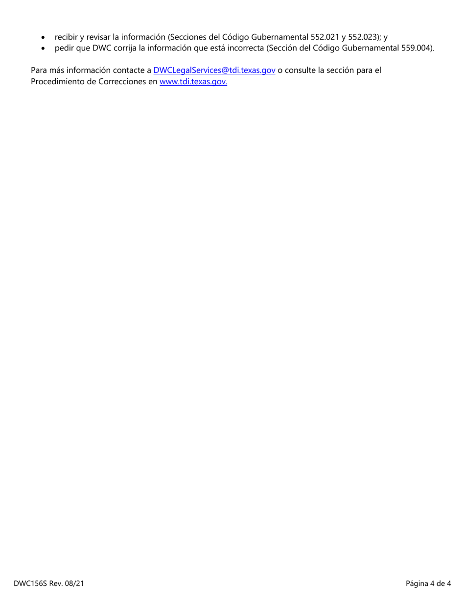 Formulario DWC156S Certificacion Y Autorizacion Para Un Posible Empleo - Texas (Spanish), Page 4