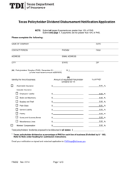 Form FIN202 Texas Policyholder Dividend Disbursement Notification/Application - Texas