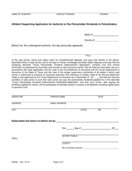 Form FIN202 Texas Policyholder Dividend Disbursement Notification/Application - Texas, Page 3