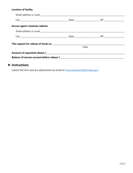 Form FIN392 (CCRC Form 9) Notice of Request to Release Entrance Fee Escrow Funds - Texas, Page 2