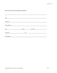 Form FIN431 Application for Renewal, Surrender, or Change of Information for a Life Settlement Provider or Broker - Texas, Page 7