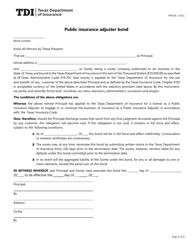Document preview: Form FIN509 Public Insurance Adjuster Bond - Texas