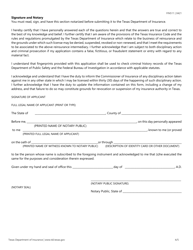 Form FIN511 Reinsurance Intermediary Biographical Affidavit - Texas, Page 4