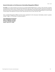 Form FIN511 Reinsurance Intermediary Biographical Affidavit - Texas, Page 5