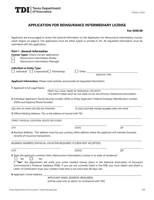 Form FIN510  Printable Pdf