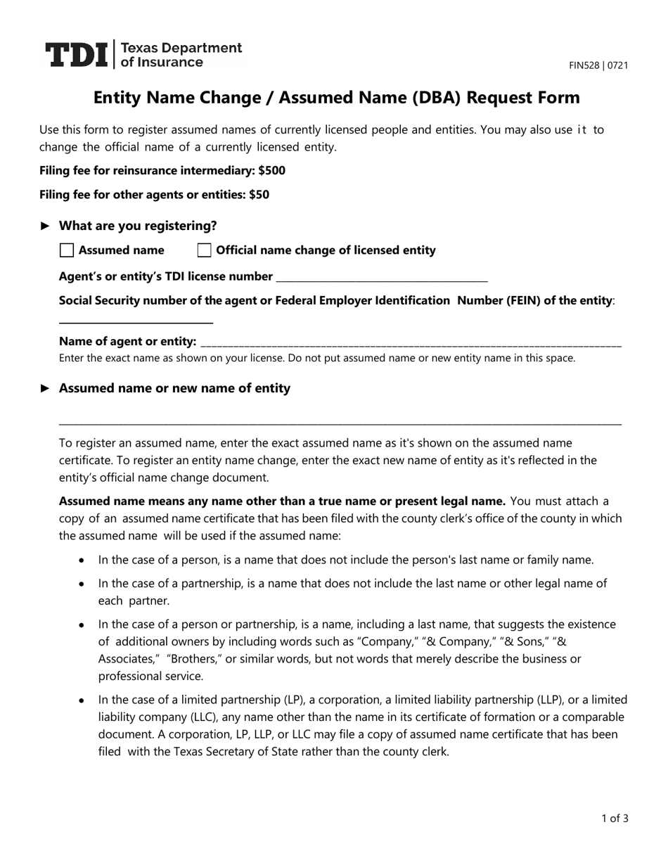 Form FIN528 - Fill Out, Sign Online and Download Fillable PDF, Texas ...