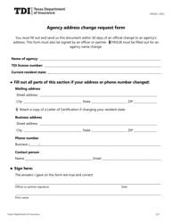 Form FIN540 Agency Address Change Request Form - Texas