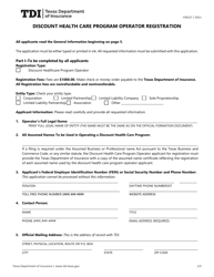 Document preview: Form FIN527 Discount Health Care Program Operator Registration - Texas