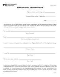 Form FIN535 Public Insurance Adjuster Contract - Texas