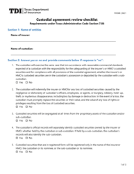 Document preview: Form FIN588 Custodial Agreement Review Checklist - Texas