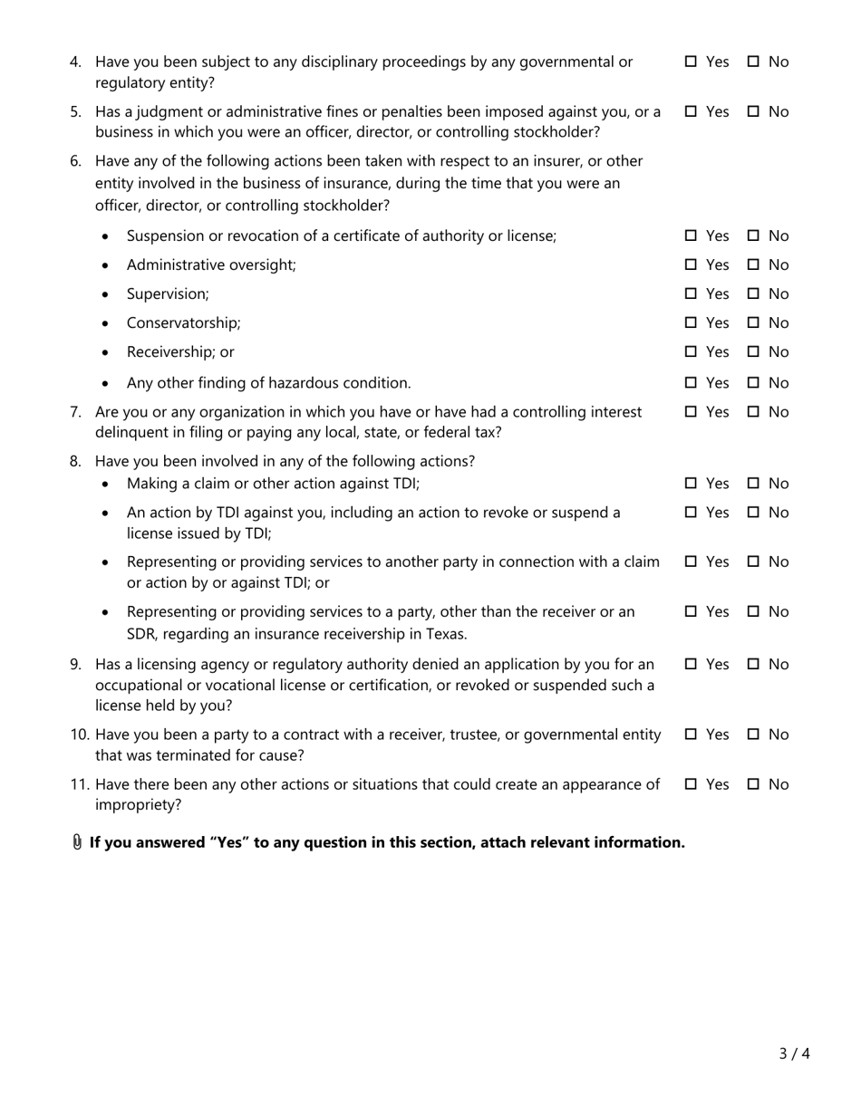 Form FIN611 Rfq Application - Claims Services - Texas, Page 3