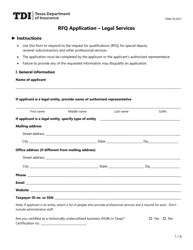 Document preview: Form FIN613 Rfq Application - Legal Services - Texas