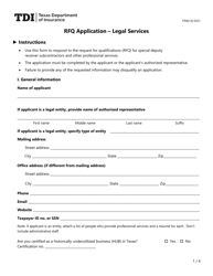 Form FIN613 Rfq Application - Legal Services - Texas