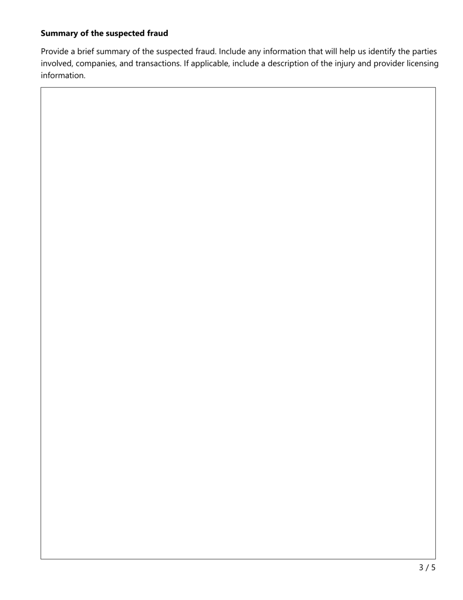 Form FR028 Suspected Insurance Fraud Report - Texas, Page 3