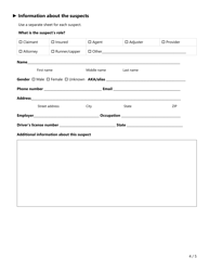 Form FR028 Suspected Insurance Fraud Report - Texas, Page 4