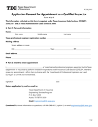Document preview: Form PC426 (AQI-R) Application Renewal for Appointment as a Qualified Inspector - Texas