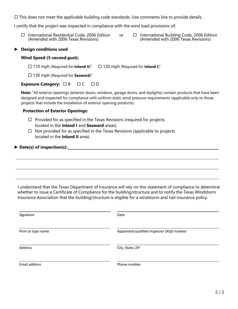 Form PC428 (WPI-2-BC-5) Inspection Verification - Texas, Page 2