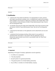 Form SF025 Fire Extinguisher Certificate of Registration Application - Texas, Page 5