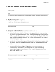 Form SF028 Application to Revise or Transfer All Types of Fire Extinguisher Licenses - Texas, Page 3