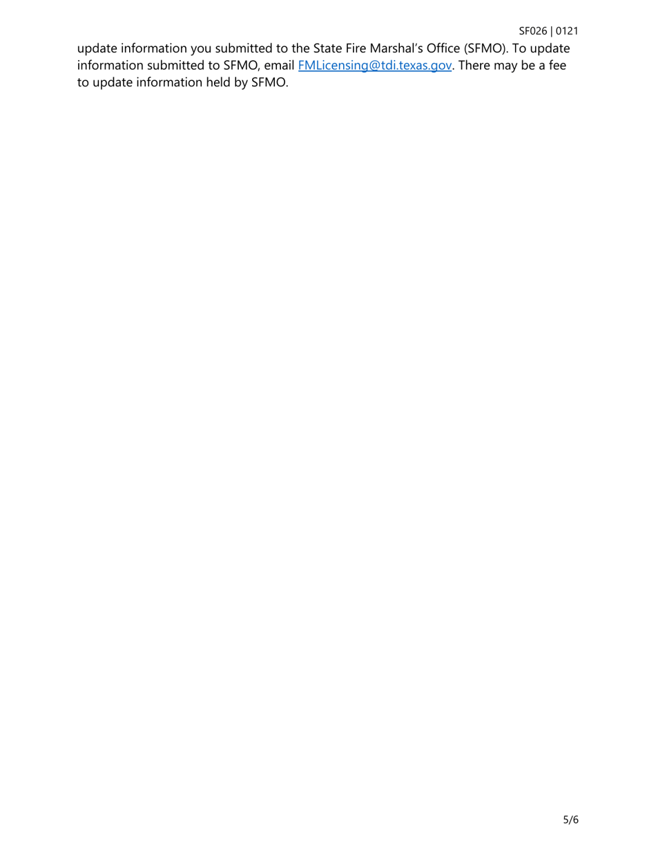 Form SF026 Individual Application for All Types of Fire Extinguisher Licenses - Texas, Page 5