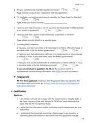Form SF036 Individual Application for All Types of Fire Sprinkler Licenses - Texas, Page 3