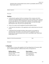Form SF036 Individual Application for All Types of Fire Sprinkler Licenses - Texas, Page 4