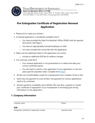 Form SF086 Fire Extinguisher Certificate of Registration Renewal Application - Texas