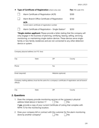Form SF031 Fire Alarm Certificate of Registration Application - Texas, Page 2