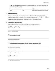 Form SF031 Fire Alarm Certificate of Registration Application - Texas, Page 3