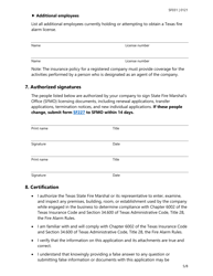 Form SF031 Fire Alarm Certificate of Registration Application - Texas, Page 5