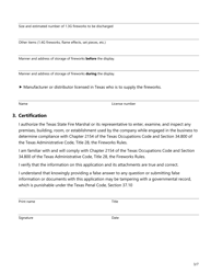 Form SF044 Permit Application for Class B Fireworks (1.3g) Singular or Multiple Display - Texas, Page 3