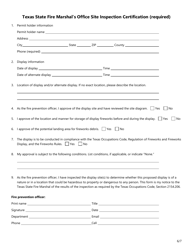 Form SF044 Permit Application for Class B Fireworks (1.3g) Singular or Multiple Display - Texas, Page 6