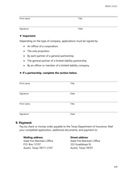 Form SF037 Fire Sprinkler Certificate of Registration Application - Texas, Page 6